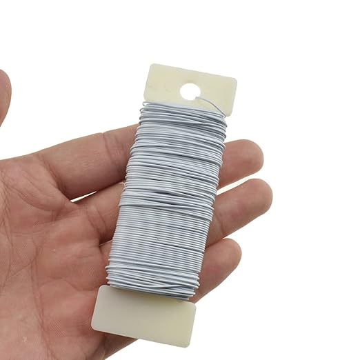 HAHIYO 22Gauge White 1Roll Total 38Yards Metal Floral Wire Flexible Paddle Wire - Image 6