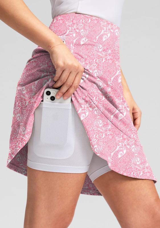 Viodia 20" Knee Length Skorts Skirts for Women with Pockets High Waisted Athletic Tennis Golf Skort for Casual Summer