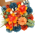 Floweroyal Artificial Flowers Combo Orange Flowers Mix Silk Flowers Fake Roses with Stems for DIY Wedding Bridal Bouquets, Baby Shower, Floral Arrangement, Table Centerpieces, Home Decorations