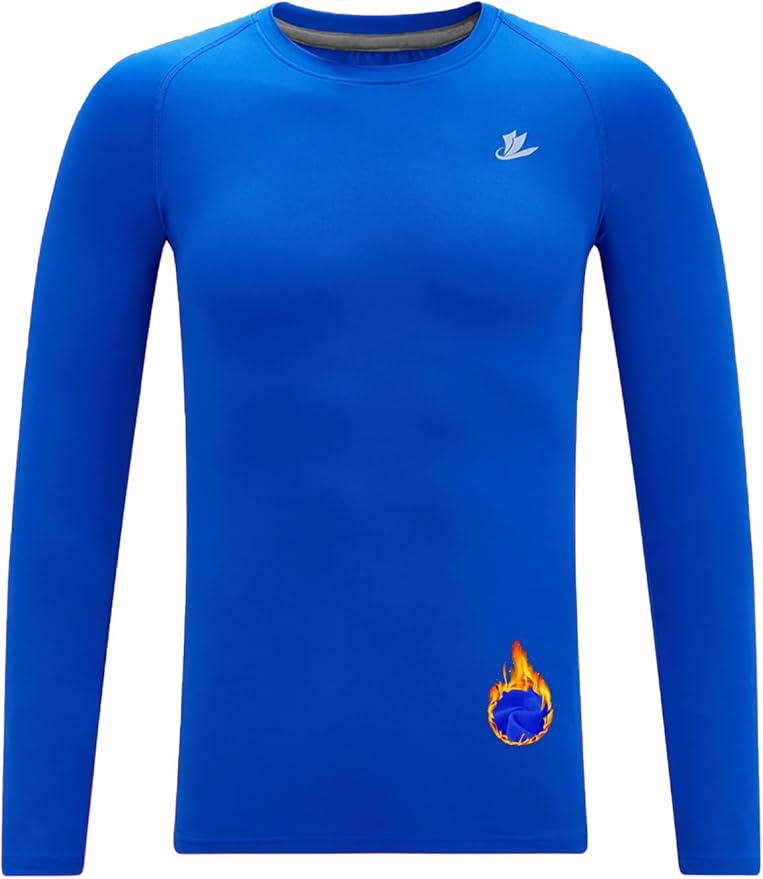 DEVOROPA Youth Boys Compression Thermal Shirt Long Sleeve Kids Fleece Baselayer Soccer Baseball Undershirt Slim/Regular/Husky