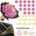 Pink Glitter Roses Bouquet 16 Pack DIY Flowers Bouquet Kit