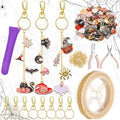 VioraWhite 213 Pcs Halloween Theme Lip Gloss Keychain Making Kit 100 Pink Enamel Charms 32.81 ft Gold Chains for DIY Crafts Women