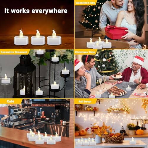 Tea Lights Battery Operated Candles LED Tea Lights Flameless Candles 200+ Hours Flickering Fake Tealights for Sweetest Day Wedding Home Decorations Party (Warm White, 400 Pack)
