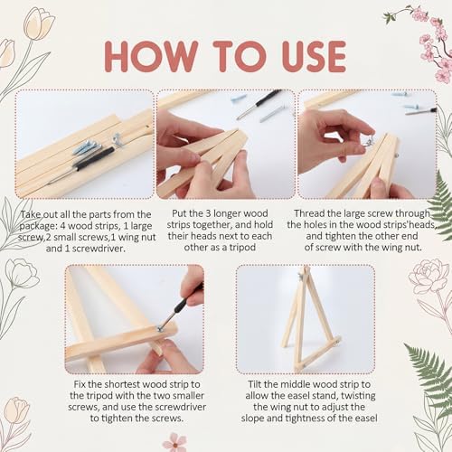 YooNotee 6 Pack Paint by Numbers Kit for Adults Pink Bookshelf Adult Paint by Number Kits for Women on Canvas Book DIY Acrylic Painting on 8x8 Inch Canvas with Wooden Easels & Brushes, Home Wall Decor