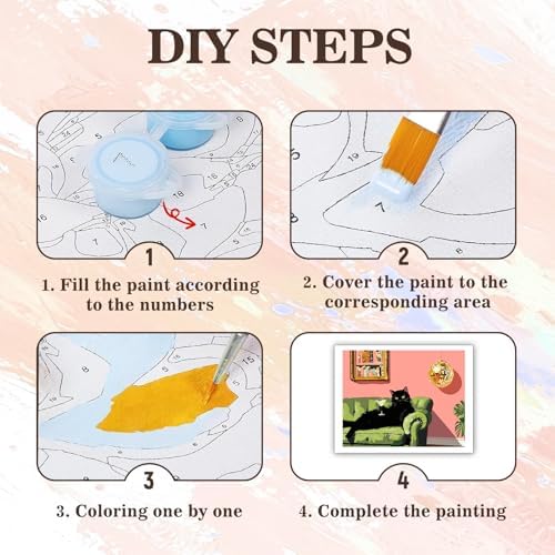 PHANTASYART Black Cat Paint by Numbers Kit for Adults 16x20inch