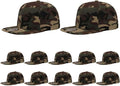 ZH Plain Flat Brim Snapback Baseball Caps Adjustable Blank Baseball Caps Wholesale 12 Pack