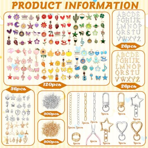 Highergo 922 Pcs Colorful Charms Lip Gloss Keychain Making Kit DIY Craft