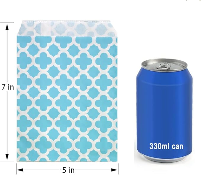 KEYYOOMY 100 Pcs Blue Candy Buffet Bags Small Cookie Bags Polka Dot Paper Treat - Image 2