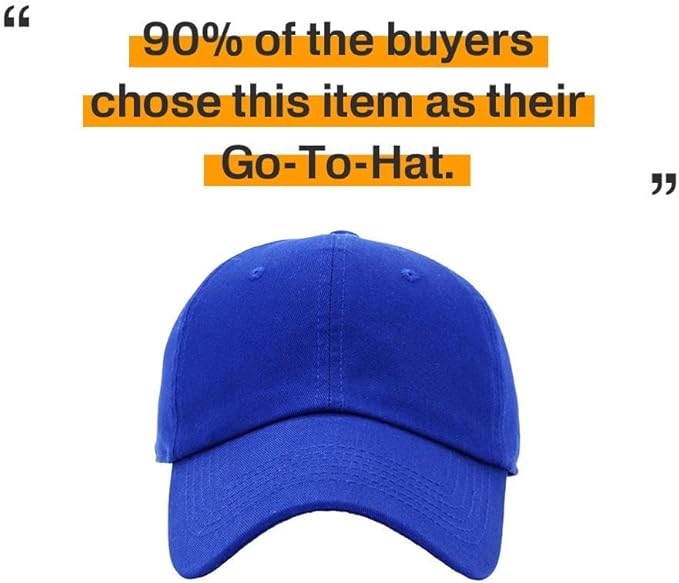 KBETHOS Classic Unisex Cotton Adjustable Low Crown Baseball Cap – Plain Dad Hat