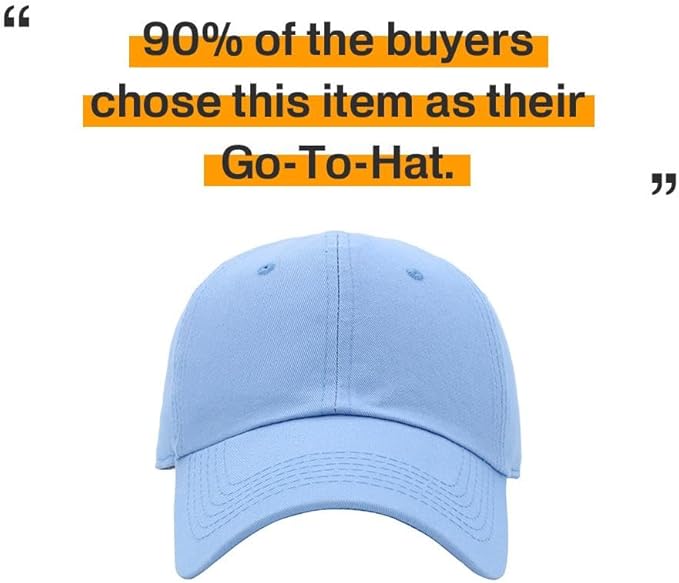 KBETHOS Classic Unisex Cotton Adjustable Low Crown Baseball Cap – Plain Dad Hat
