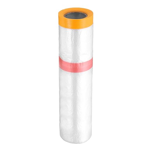 HARFINGTON Pre-Taped Masking Film 126" x32.8ft Double Adhesive Tape and Drape by HARFINGTON