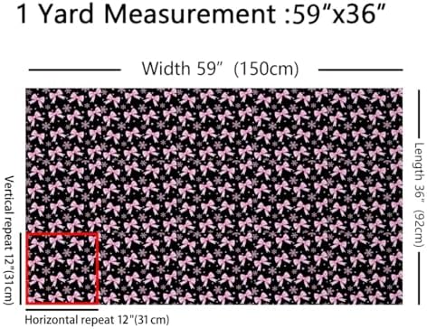 JEJELOIU Xmas Snowflake Fabric by The Yard Cute Bow Upholstery Fabric Merry Christmas Waterproof Indoor Outdoor Decor for DIY Sewing Craft Projects 10 Yards