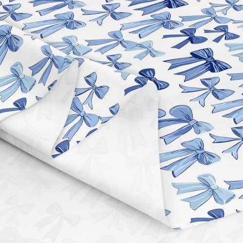 Blue Bow Tie Upholstery Fabric for Chairs | Cute Ribbon Bowknot Fabric by The Yard 72"x63", Kawaii Princess Bow Girly Dreamy Aesthetic Sewing Fabric DIY Projects