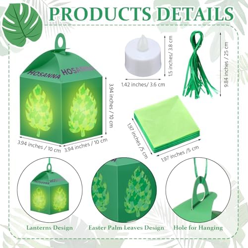 Simgoing 12 Sets Palm Sunday Craft Easter Tissue Paper Lantern Craft