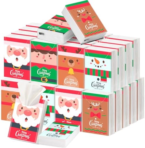 Outus 50 Pack Christmas Stocking Stuffers Pocket Tissues Travel Size