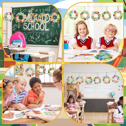 Hollowfly 48 Sets Back to School Craft Kits DIY Wreath for First Day