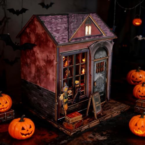 Magic Cabin Miniature Dollhouse with LED Lights, Vintage Furniture & Decor – Handcrafted Fantasy Shop Display for Home Decor, Collectibles & Gifts