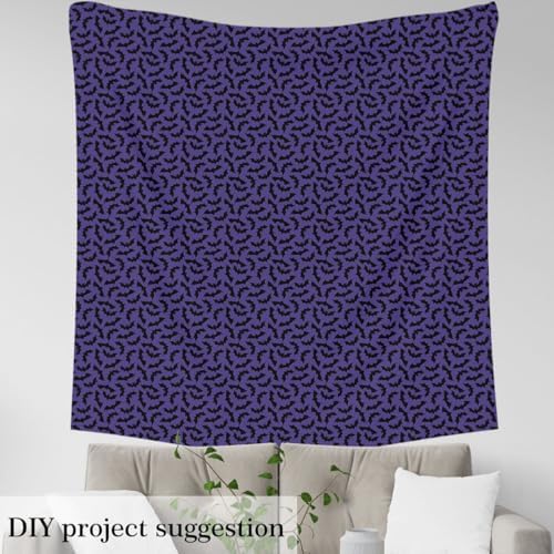 Feelyou Bat Fabric by The Yard 3 Yards for Kids Boys Girls Happy Halloween Decorative Trick or Treat Purple Upholstery Fabric for Chairs ，Soft Flannel