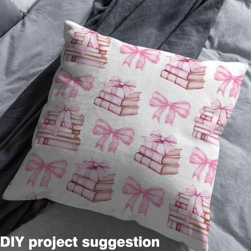 Castle Fairy Pink Bow Decorative Fabric by The Yard Bowknot Decor Books Fabric for Chairs Sofa DIY Projects Princess Ribbon Bow Soft Polyester No Stretch,3 Yard,108" Lx59 W Pink
