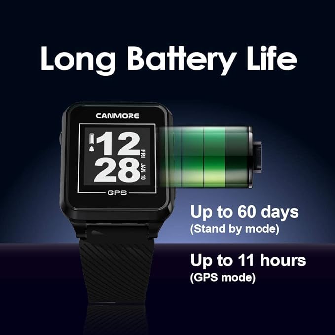 CANMORE TW353 Golf GPS Watch for Men and Women, High Contrast LCD Display, Free Update Over 41,000 Preloaded Courses Worldwide, Lightweight Essential Golf Accessory for Golfers, Black/Gray