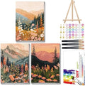 Mandun Landscape Paint by Numbers Kit for Adults, 3 Pack, 7.8x11.8 inch