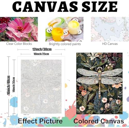 GOUOYANA 3 Dragonfly Insect Paint By Numbers Kit for Adults Acrylic Canvas