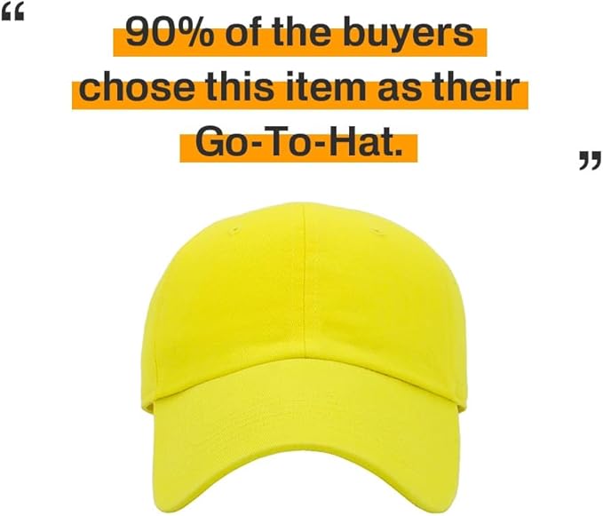 KBETHOS Classic Unisex Cotton Adjustable Low Crown Baseball Cap – Plain Dad Hat