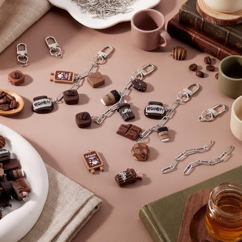 Tondiamo 266 Pcs Coffee Keychains Party Favors Coffee Lover Gifts Bulk