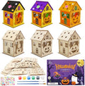 Fennoral 7 Pack Wooden Pumpkin House Craft for Kids Make You Own 3D Halloween House DIY Paint Art and Craft for Classroom Art Projiect Halloween Party Decoration