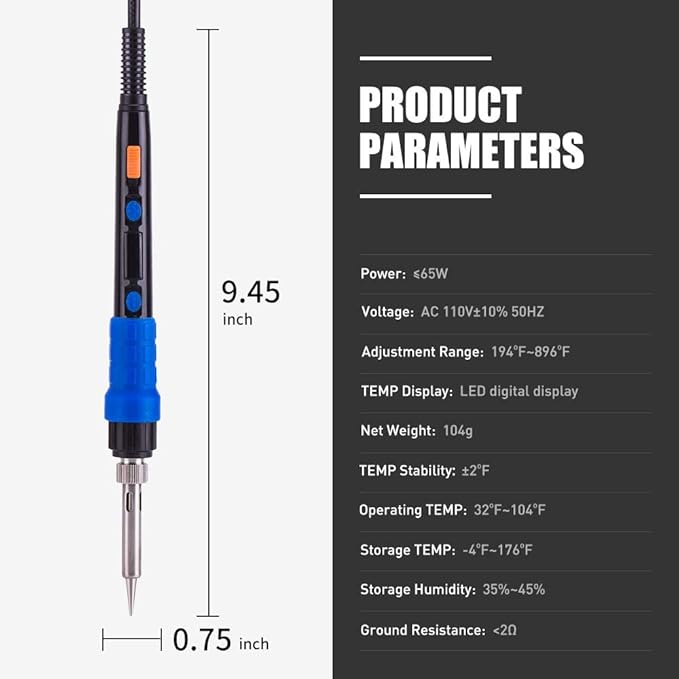 Soldering Iron Kit Solder Gun - 110V 65W Portable Temp Adjustable Pen Type - Image 2