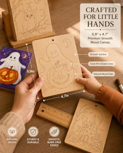 20 PCS Halloween Painting Crafts,Wooden Art Set for Party & Classroom Gifts