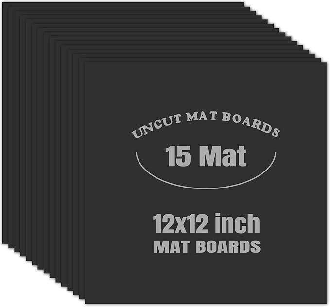 AUEAR, 15 Pack 12x12 Uncut Matte Boards Black Photo Mat Board Great by AUEAR