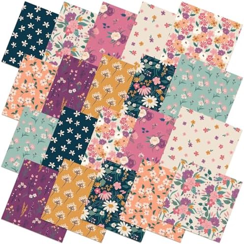 Hahafelt 10 Pcs Fall Vintage Floral Quilting Fabric Bundles 20 x 20 Inch