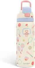 Sports Lover Stainless Steel Water Bottle, Vacuum Insulated, Push-Button Lid, 32 oz, Gifts for Women Girls Friends Teens Birthday Christmas
