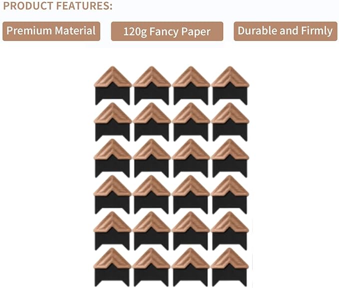 GOONAVI 15 Sheets 360 Pcs Rose-Gold Acid-Free Photo Corners Mounting Self - Image 2