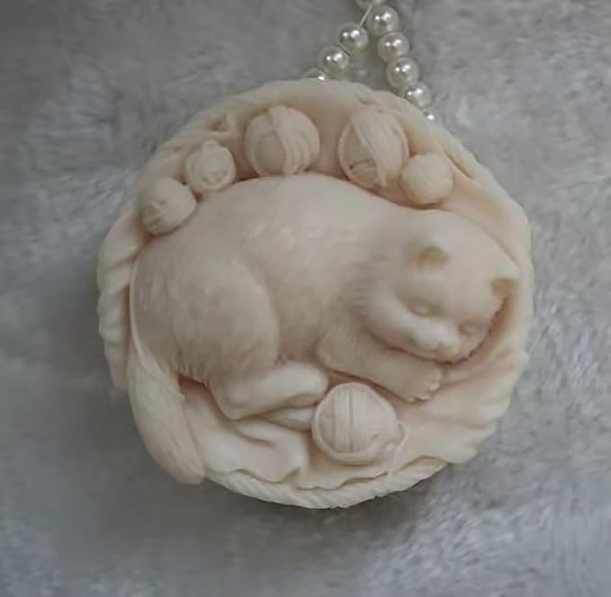 Cat in Bowl Silicone Wave Spiral Candle Mold - Image 3