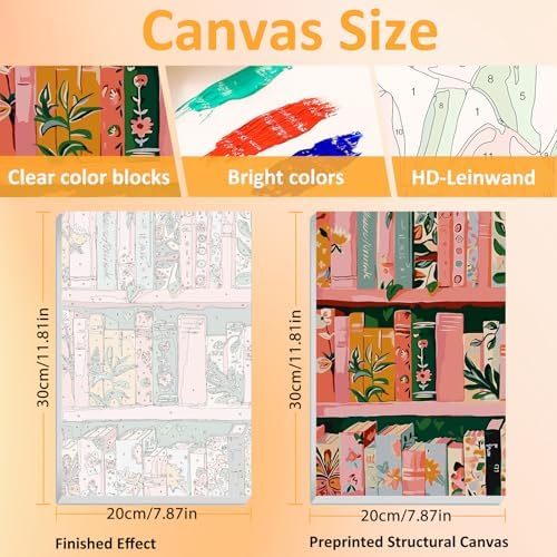 Mandun Book Shop Paint by Numbers Kit for Adults, 3 Pack, 7.8x11.8 inch