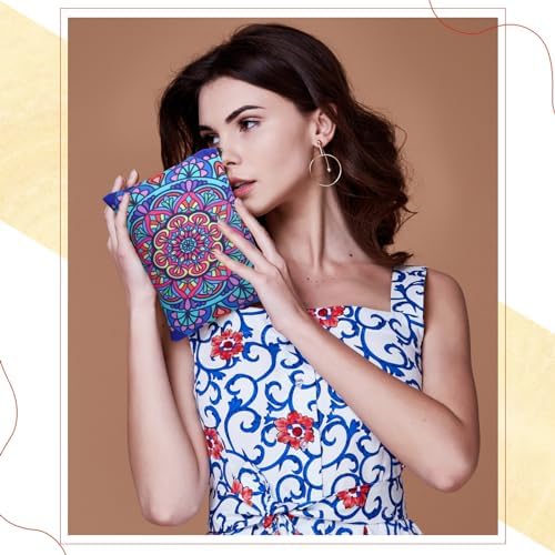 Eccliy 20 Pcs Mandala Canvas Makeup Bag Bulk, Indian Return Gifts for Women