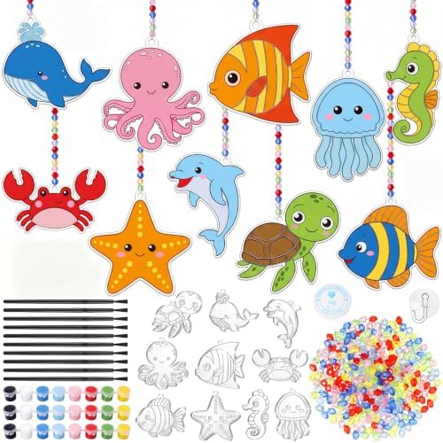 Dunzoom 30 Set Under the Sea Suncatcher Craft Kit Paint Summer 10 Designs