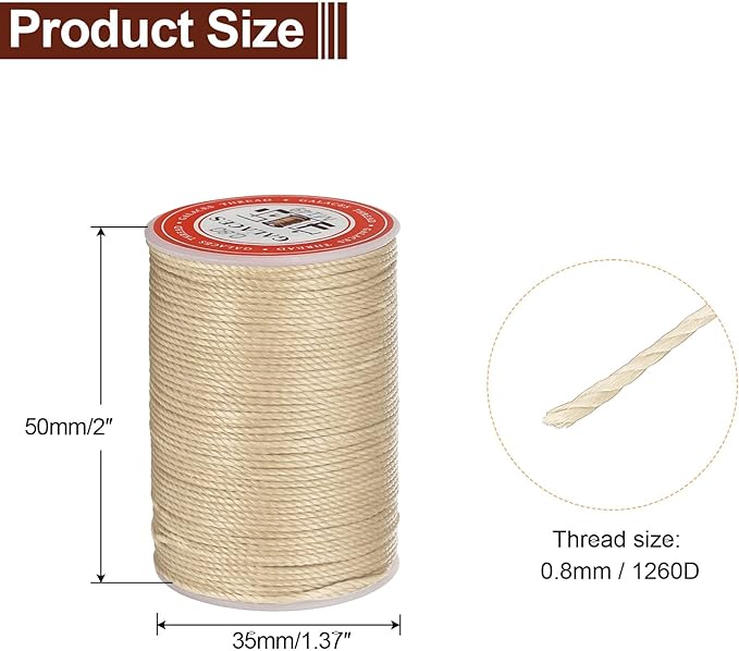 uxcell Round Leather Sewing Waxed Thread, 55m / 60 Yards Wax Polyester String - Image 2