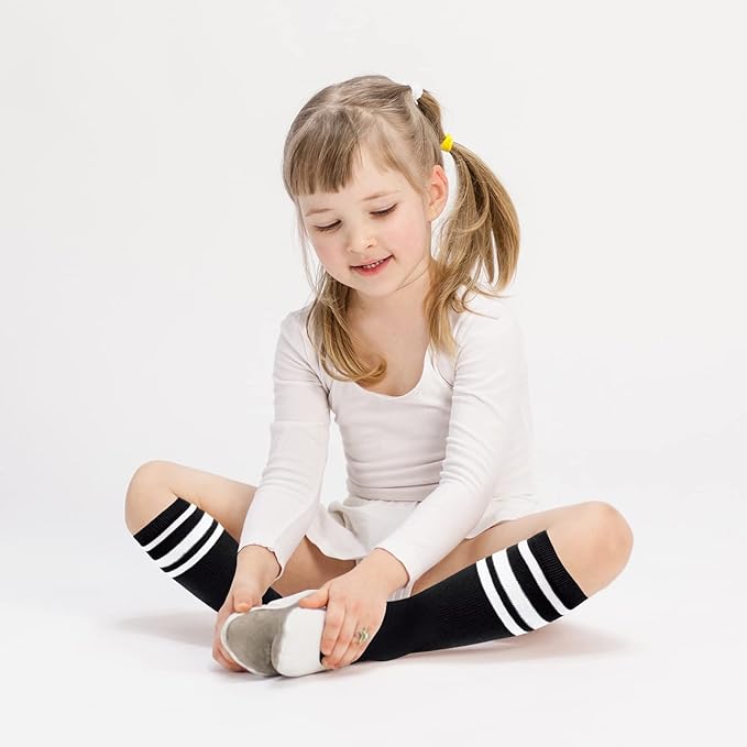 Sarfel Kids Soccer Socks Toddler Soccer Socks Girls Boys Soccer Socks Kids Tube Socks with Stripes Toddler Knee High Socks