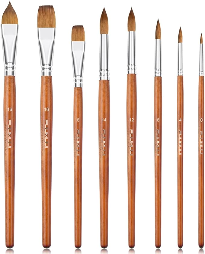 Sable Watercolor Brushes Professional, Fuumuui 8Pcs Sable Brush Set Variety - Image 6