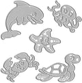 Metal Sea Animals Starfish Dolphin Crab Tortoise Cutting Dies, Ocean Octopus by ABTOLS
