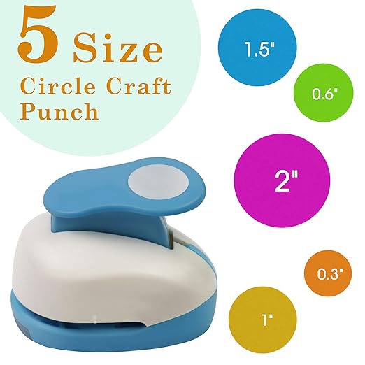 Set 5 Circle Paper Punch 0.3'' / 0.6'' / 1'' / 1.5'' / 2'', Scrapbooking Hole - Image 2