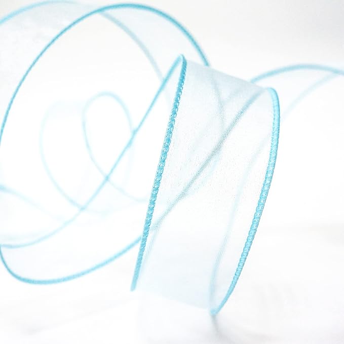 CT CRAFT LLC Sheer Organza Wired Ribbon 1.5" x 50Yards Blue - Image 3