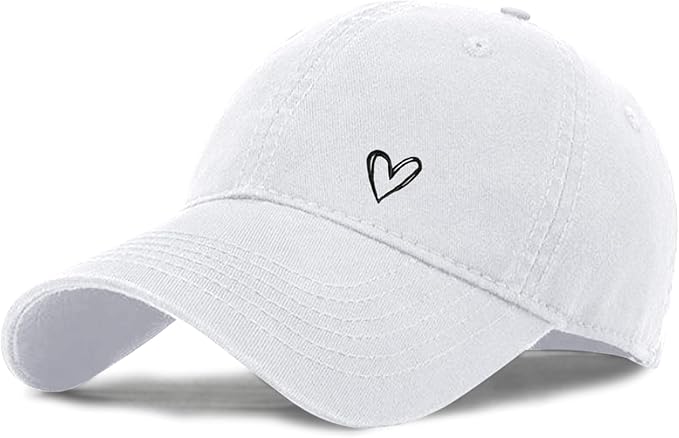 Pairxily Vintage Heart Embroidered Baseball Cap Distressed Adjustable Hat for Women Low Profile Dad Hats Unisex Cotton Cap