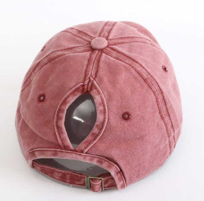 Criss Cross Hat Washed Distressed Baseball Cap Ponytail Hat High Messy Bun Ponycap for Women