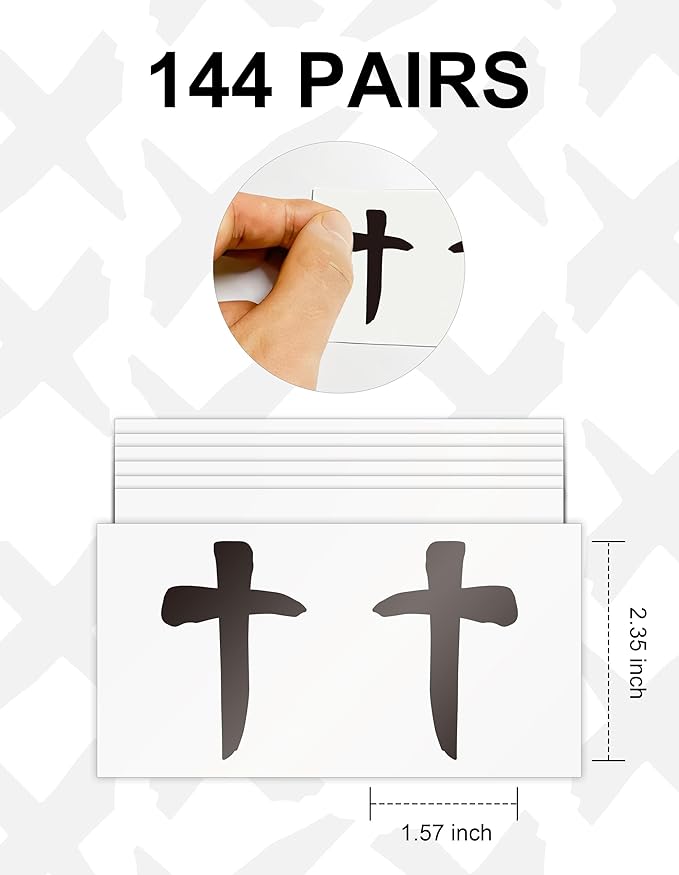 144 Pairs Eye Black Stickers, Mixed Cross Sports Face Eyeblack Sticker for Baseball Football Softball Themed Party Birthday Party Supplies