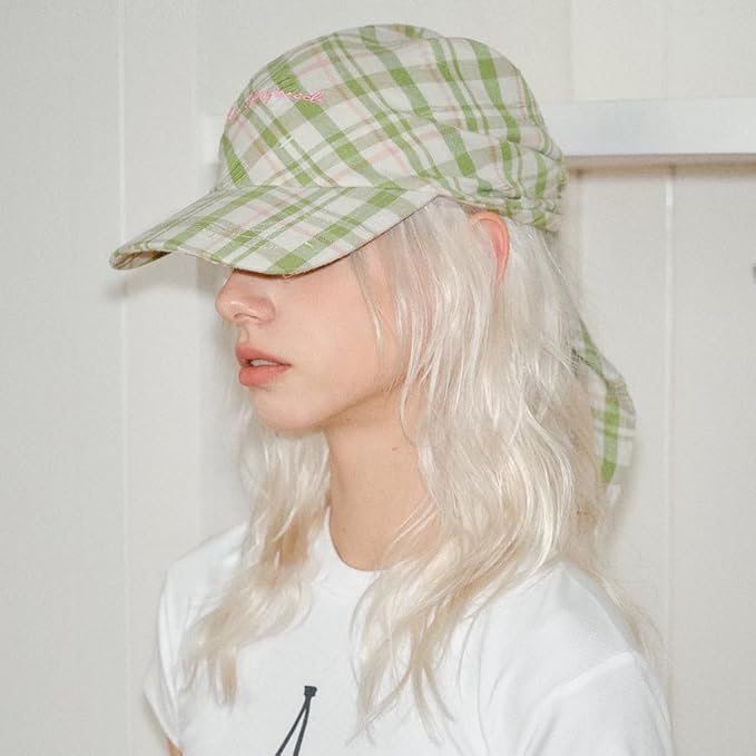Women’s Plaid Bandana Baseball Cap – Y2K Adjustable Checkered Hat, Casual Streetwear Summer Fashion Visor Scarves