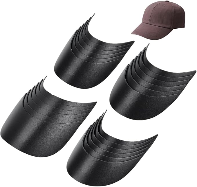 NBEADS 24 Pcs 4 Styles Baseball Cap Visor Insert, Plastic Hat Brim Board Tennis Hat Brim Replacement Liner Shaper